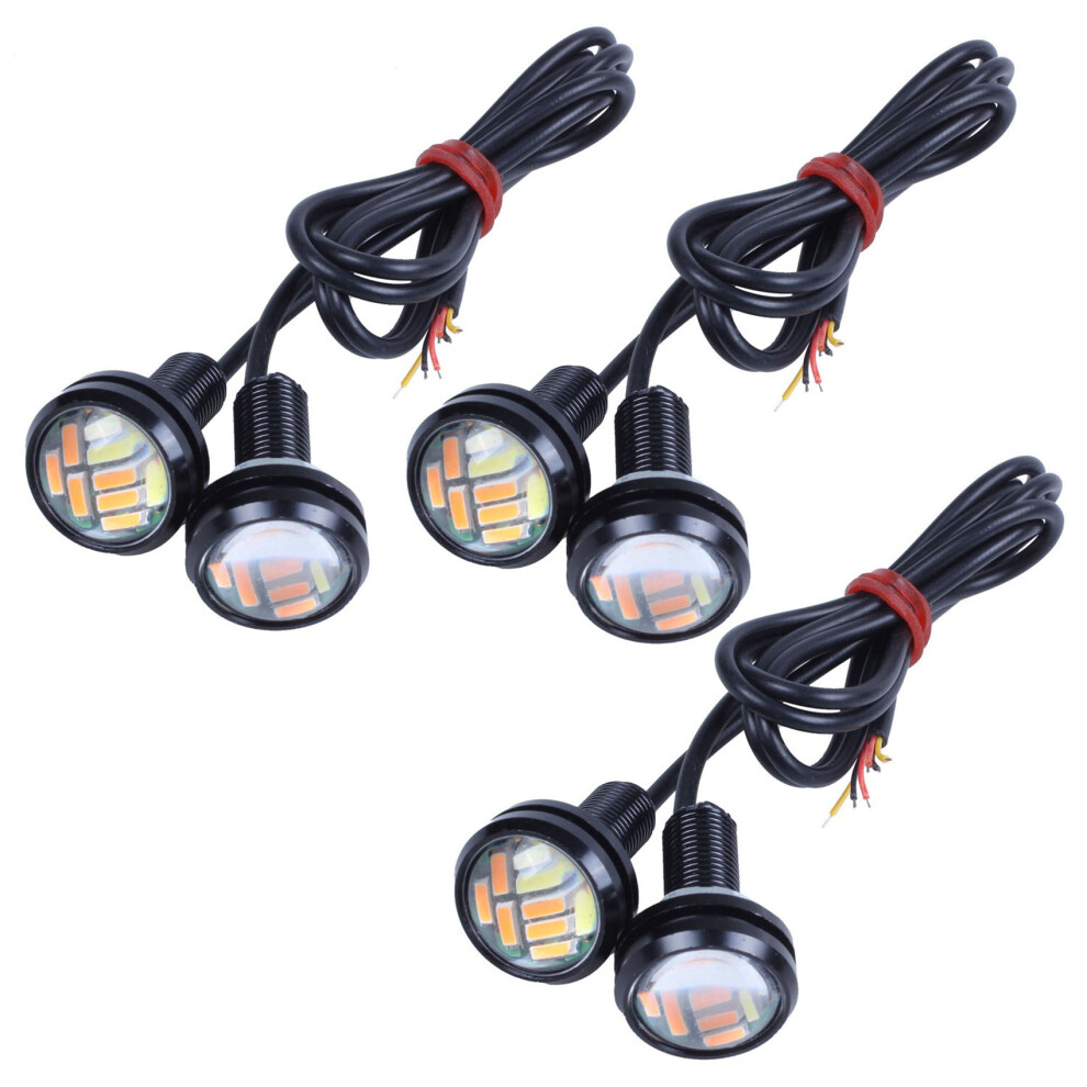 6 Pcs 12V 23Mm Dual Color Switchback 4014 12 Led Drl Eye Daytime Light 6031541323147