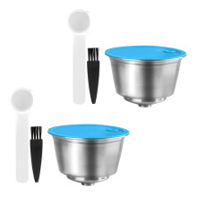 2X Reusable Capsula for Dolce-Gusto,Stainless Steel Coffee Filter for Nescafe/Dolce-Gusto Set (with Spoon&Brush)