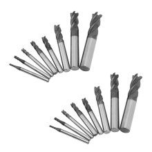 16 Stücke 2-12mm Hartmetall Schaftfräser 4 Flöten Schaftfräser Set CNC Hartmetall Fräser Spiralfräser Bits