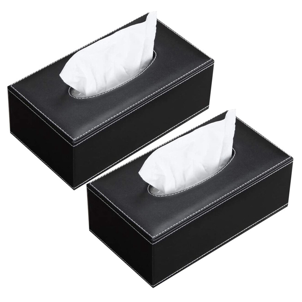 2X Leather Tissue Box Cover, Face Tissue Box, Modern Napkin Storage Box, Car Towel Box, Car Pu Leather Drawer 6033134668369