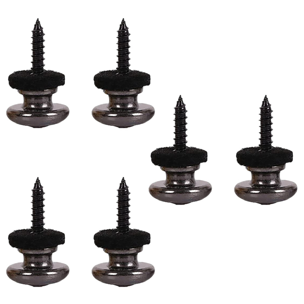 6Pcs Wool Copper Guitar Strap Lock Locking Pegs Pins Mushroom Shape End Button Black 6033500320396