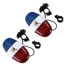 2X Fahrrad Radfahren 4 Toene 6 LED Elektronische LED-Warnleuchten Sirene Horn Beeper Glocke
