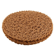 12pcs Paper Braided Round Placemats Non-Slip Heat Table Mats for Dining Tables Indoor & Outdoor Place Mats Light Brown