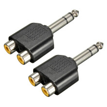 2X 6.35mm Convertisseur Adaptateur Audio 1/4 Pouces Mâle Vers StéréO Double Rca Femelle Y Splitter