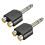 2X 6,35 Mm 1/4 Polegadas EstéReo Masculino para 2 Divisor FêMea Y RCA Duplo Conversor de Adaptador de áUdio 1