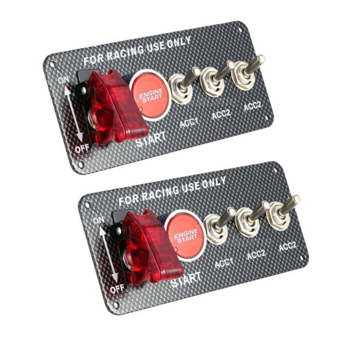 2X 12V Car Ignition  Engine Start Push Button 3 Toggle Racing Panel
