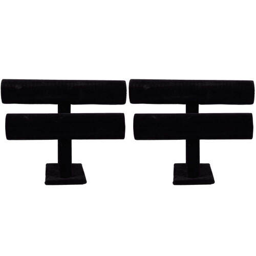 2X 2-Tier Supporto per Espositore A Barra per Bracciale Bangle Nero