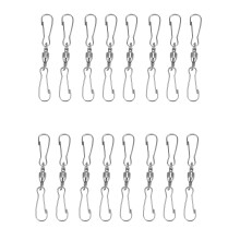 16 Pack Double Clip Swivel Hooks for Wind Spinners, Windsock, Bird Feeders, Wind Chimes Crystal Twisters Party