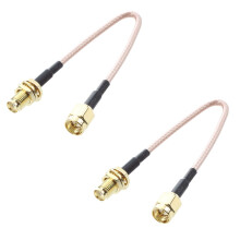 2X SMA female SMA male F / M antenna connection cable adapter black + gold