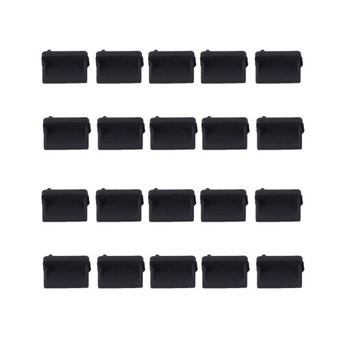 20 Pcs Silicone USB Port Plug Dustproof Plug Stopper Protection Cap Black