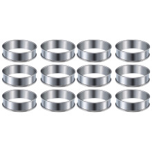 12 Pieces Muffin Tart Rings Double Rolled Tart Ring Stainless Steel Muffin Rings Metal Round Ring Mold for Food Making