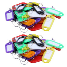 64x Multi-colors Plastic Key Fob ID Tags Luggage ID Labels with Split Ring Keyring