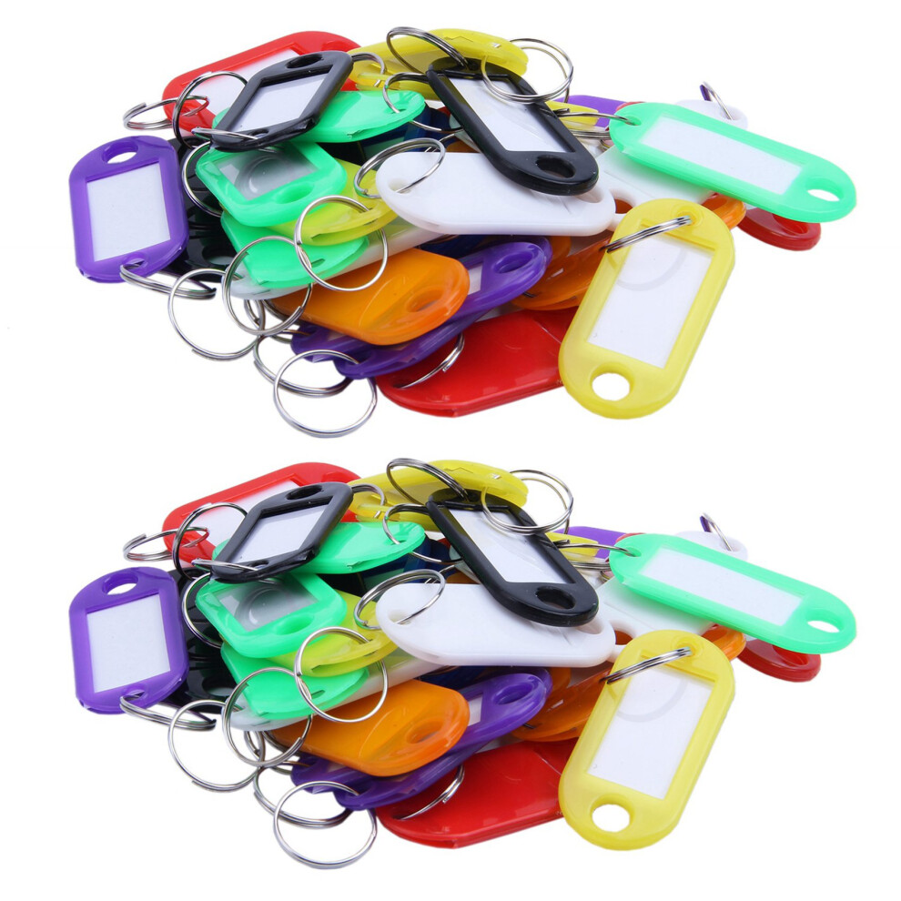 64X Multi-Colors Plastic Key Fob Id Tags Luggage Id Labels With Split Ring Keyring 6033698409347