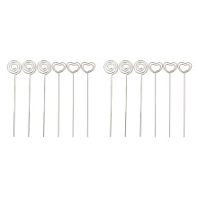 120 Stuecke Metall Draehte Memo Clip Hinweis Kartenhalter Tischnummer Clip Foto Stand Runde und Herzform, Silbrig