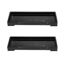 2X Vanity Tray Black Bathroom Vanity Countertops Toilet Tank Storage Tray,Home Marble Stone Vanity Tray,Organizer Tray