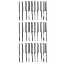 30 Pcs Two Flutes Straight End Mills Straight Slot Bit Wood Cutter Two Double Flute Bits 3.175X2X17mm for CNC Router