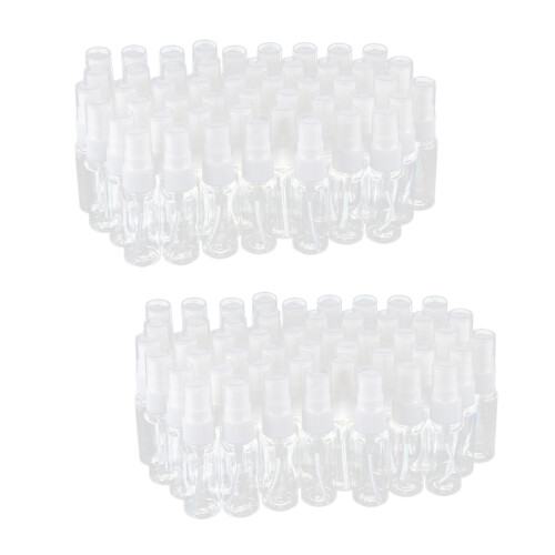 100-pack Empty Clear Plastic Fine Mist Spray Bottles with Microfiber Cleaning Cloth, 20ml Refillable Container