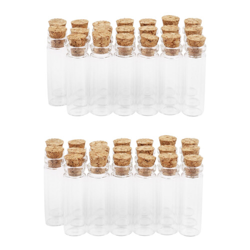 40Pcs 11X32Mm Tiny  Empty Clear Cork Glass Bottles Vials 2Ml