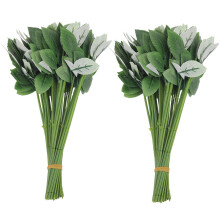 100pcs Artificial Fake Rose Flower Stems For Diy Handmade Bouquet Flower Leaf Vein Wedding Home Decoration