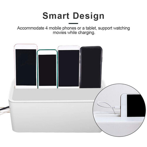 2X Cable Management Box, ABS Cable Organizer Cord Hider Box, Computer Power Lines, Route Cables, Under Desk Power Strip