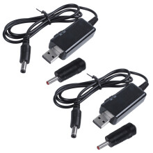 2X USB Boost Cable 5V Step to 9V 12V Adjustable Voltage Converter 1A Step- Volt Transformer Power Regulator