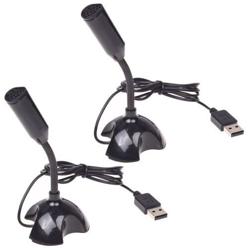 2X Microfono USB Web Flexible Noise Annullamento Microfono per  PC Computer Computer Portatile - Nero