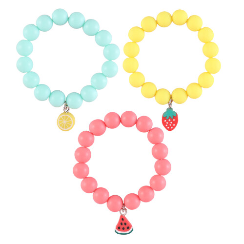 3 Peças Pulseiras Com Pingente De Frutas E Contas Para Crianças 2