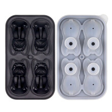 French Bulldog Ice- Mold, 4 Hole Fun Shapes Frenchie Bull Dog Ice- Tray for Whiskey,Cocktail,Bourbon Black