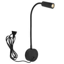 Wall-Mounted Reading Lamp Wall Lamp Hose Bedside Lamp Control Minimalist Style Wall Lamp(Black US Plug)