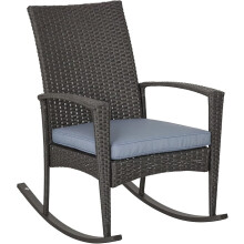 Rattan Garden Brown Rocking Chair with Cushion