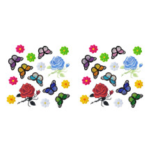 32 Stück Blumen Schmetterling Eisen Auf Patches Stickapplikationen Patches für Kunsthandwerk DIY Dekor, Kleidung, Taschen