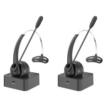 2X -Ear-Headset BT 5.4 Kabelloser Kopfhörer Callcenter-Kopfhörer mit Bügel und Mikrofon mit Geräuschunterdrückung