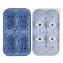 French Bulldog Ice- Mold, 4 Hole Fun Shapes Frenchie Bull Dog Ice- Tray for Whiskey,Cocktail,Bourbon