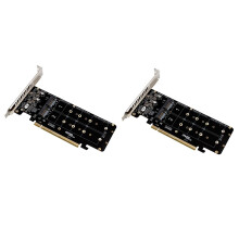 2X PCIE 4.0 Dual-Disk PCIeX16 to M.2 M-Key NVME SSD Expansion Card,Supports 4 NVMe M.2 M Key 2280 SSD