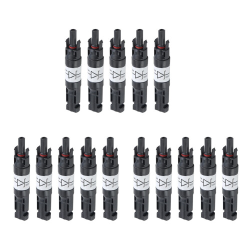 15 Uds Conector Solar con Diodo Conector PV Impermeable DC1000V 20A IP67 PPO Macho Conector Hembra
