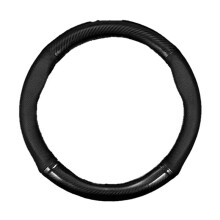 Universal CarbonFiber Leather Steering Wheel Cover Non Slip Sporty Grip Compatible for Car,A