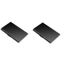 2X Business Card Holder, Slim Business Card Case, Pocket Metal Card Case,Purse Name Card Holder,Buckle Style Shut, Black