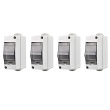 2 Way Distribution Protection Box, Waterproof Transparent Cover 2 DIN Rail Outdoor Distribution Junction Box 4Pcs
