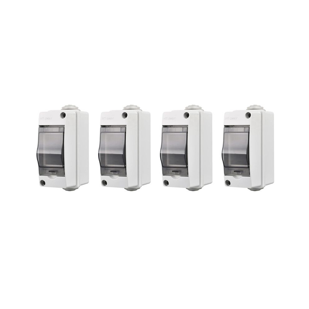 2 Way Distribution Protection Box, Waterproof Transparent Cover 2 Din Rail Outdoor Distribution Junction Box 4Pcs 4712970512853