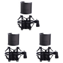 3X Montaje De Choque De MicróFono Con Filtro De MicróFono SuspensióN De Parabrisas Clip De Soporte De Montaje De Choque