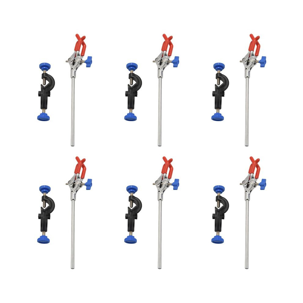 6X Lab Clamp 3 Prong Finger Style Rubber-Coated A Black Laboratory Stand Clip 4713617393484