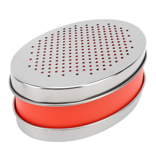 Red Dual-Sided Grater with Storage 17x12x7 cm