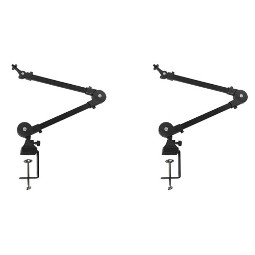 2X Heavy Duty Microphone Arm Stand Adjustable and Foldable for Studio and Live Performances