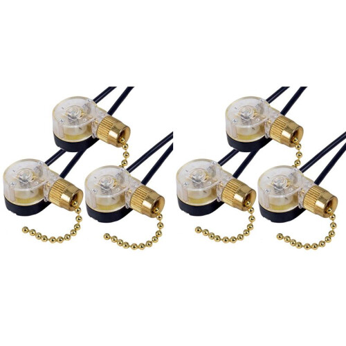 6Pack Ceiling Fan Light  ZE-109 Fan  Ceiling Pull Chain  Replacement (Brass)