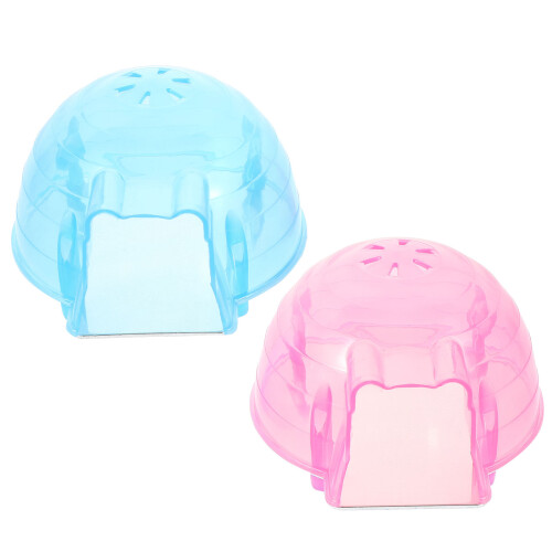 2 unidades casa plástica para hamster pets pequenos (rosa e azul) 1