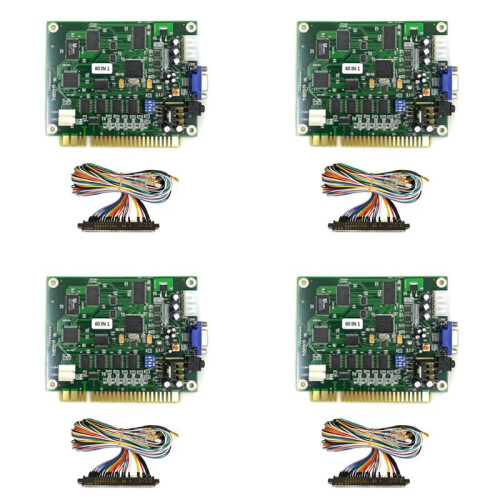 4X 60 Em 1 Multicade PCB Board Arcade Game Board com 28P Cable VGA Output Arcade Game Board Horizontal para Jamma Arcade