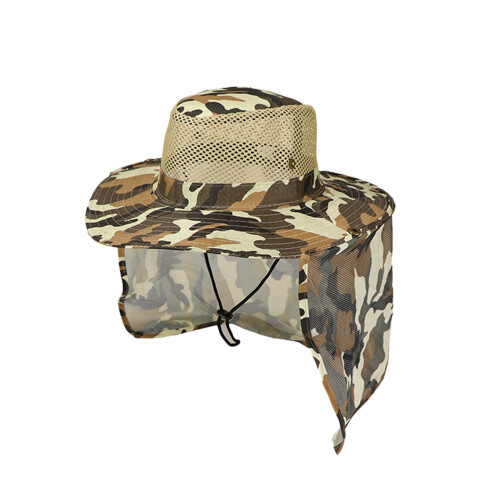 Chapéu De Camuflagem Com Aba Larga E Protetor Pescoço Amarelo Terroso 2