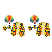 8 Pack Clown Kostuum-Clown Neus Clown Pruik Vlinderdas en Vest voor Cosplay Feesten Carnavals Aankleden Rollenspel