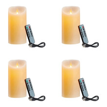 4X LED-Kerzen, Flackernde Flammenlose Kerzen, Wiederaufladbare Kerze, Echtwachskerzen mit Fernbedienung A, 12,5 cm