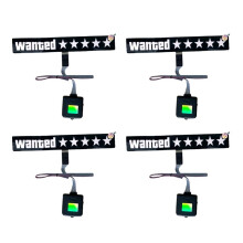 4X Windshield Electric 5 Star Wanted Car LED White Light Window Stickers for JDM Glow Panel Decoration Accessories